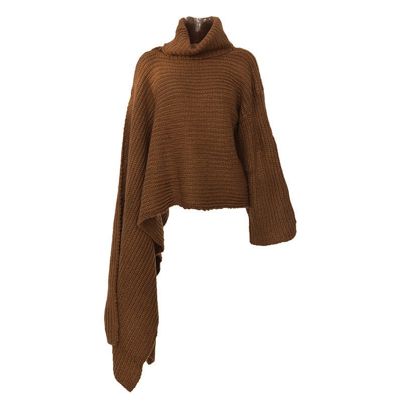 Scarf Sleeve Turtleneck Knit Top - Kelly Obi New York