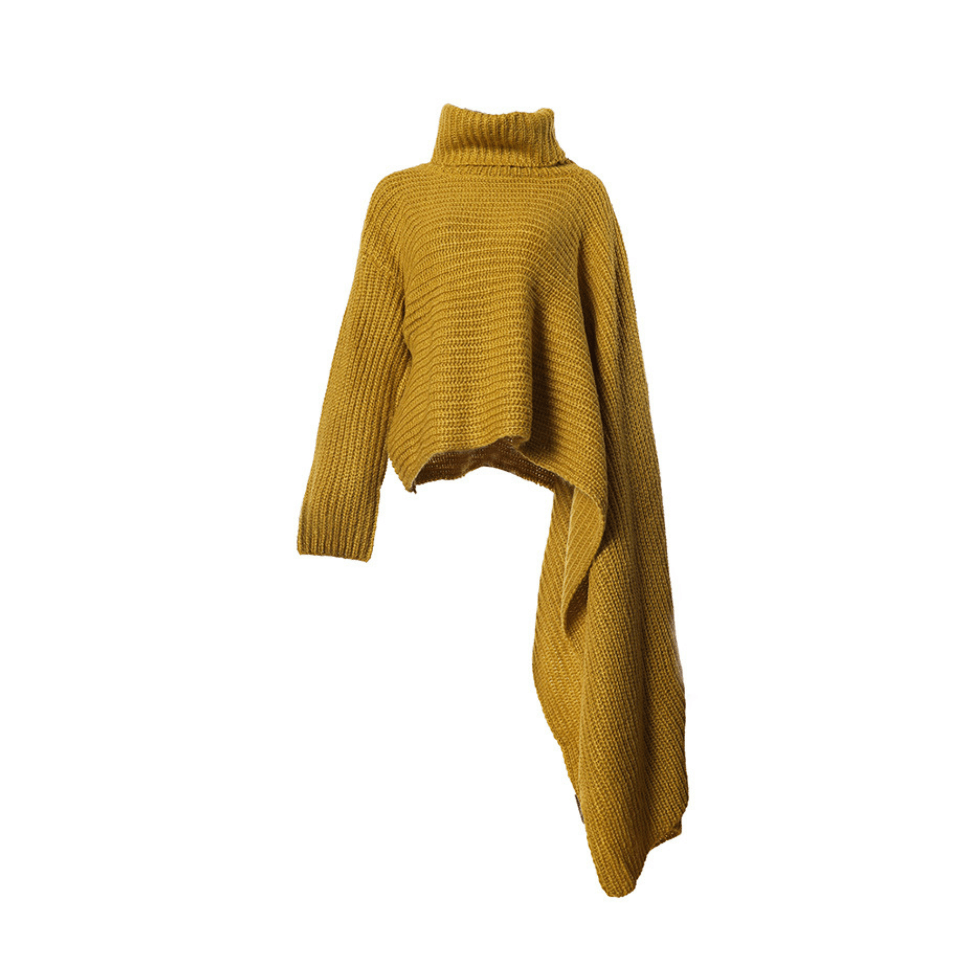 Scarf Sleeve Turtleneck Knit Top - Kelly Obi New York