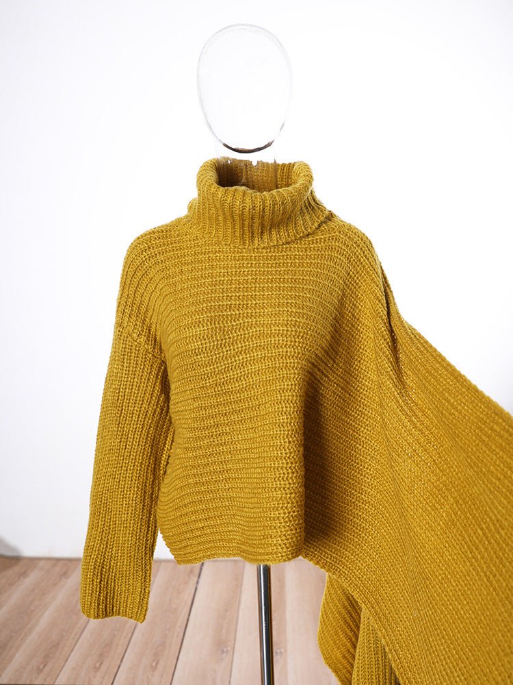 Scarf Sleeve Turtleneck Knit Top - Kelly Obi New York