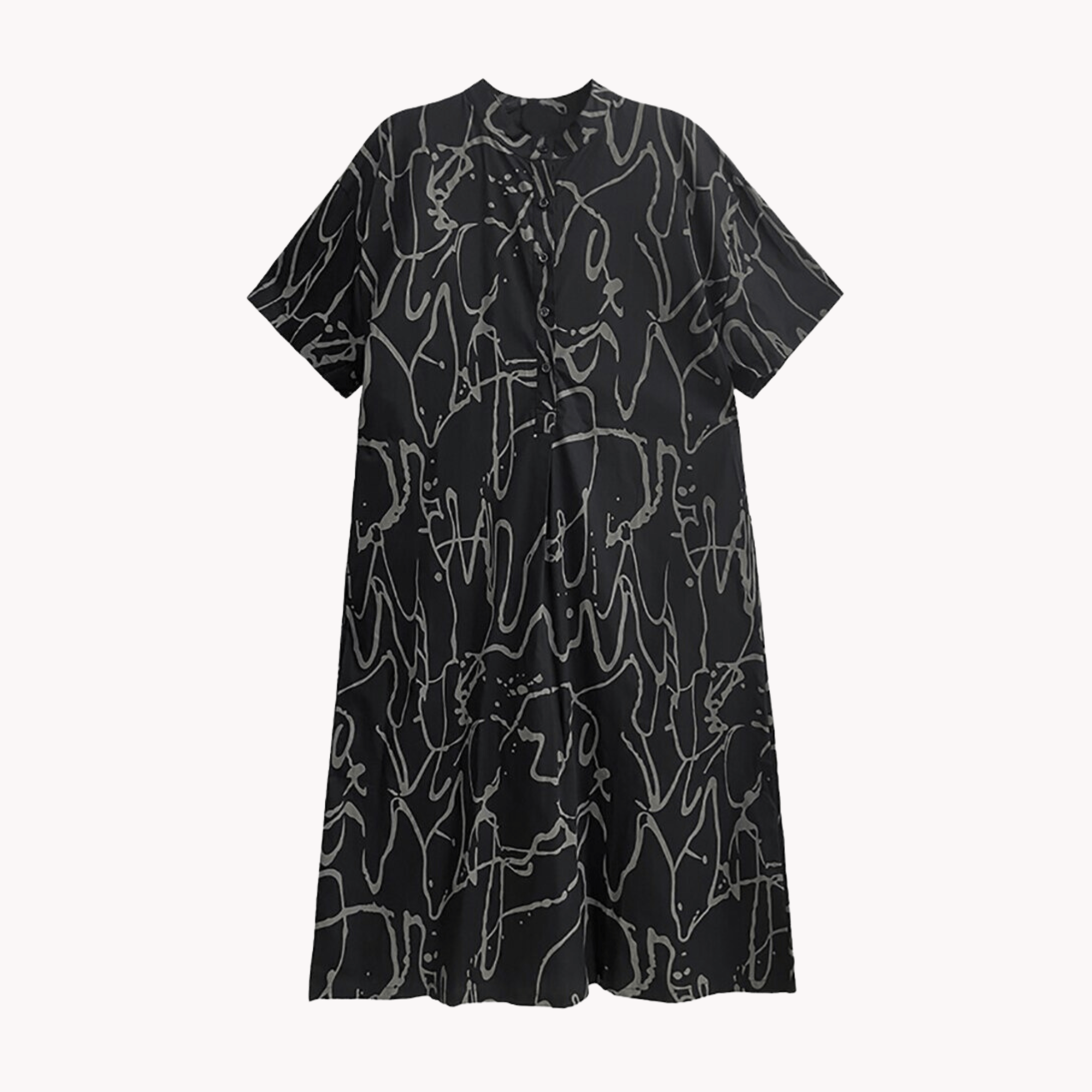 Scribbles Print Loose-Fit Dress - Kelly Obi New York