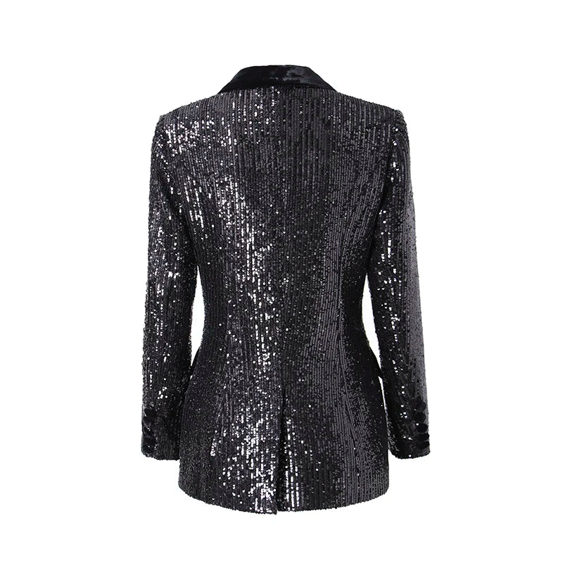 Sequined Double-Breasted Blazer - Kelly Obi New York