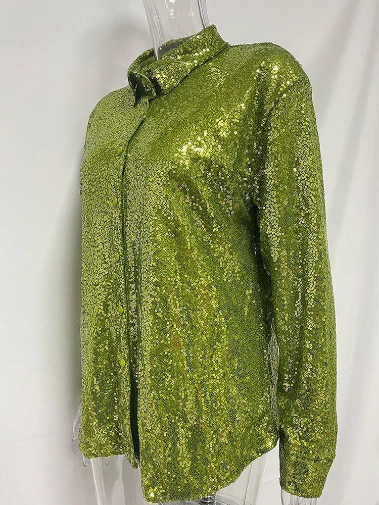 Sequined Sparkly Party Shirt - Kelly Obi New York