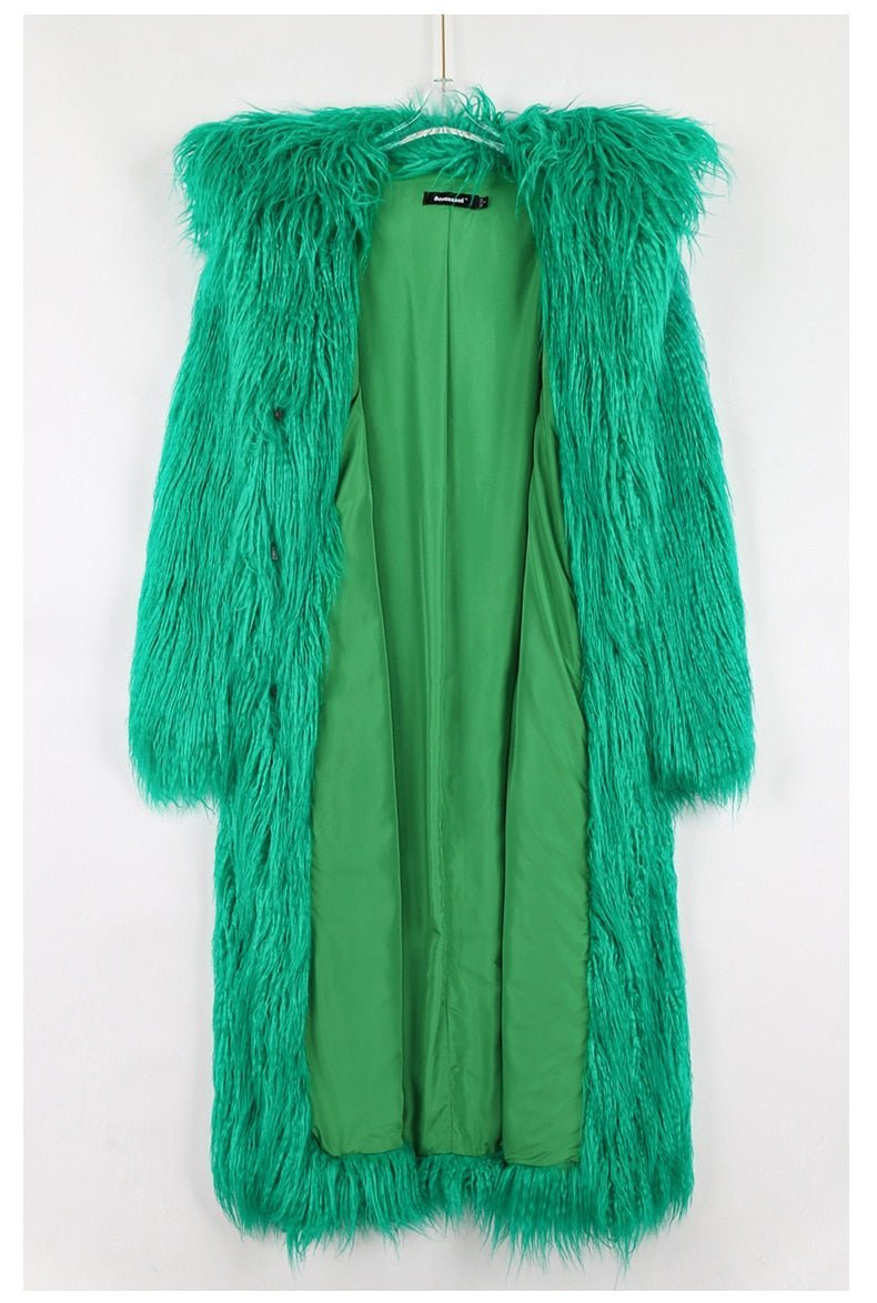 Shaggy Green Faux Fur Jacket - @urbankinksncurls - Kelly Obi New York