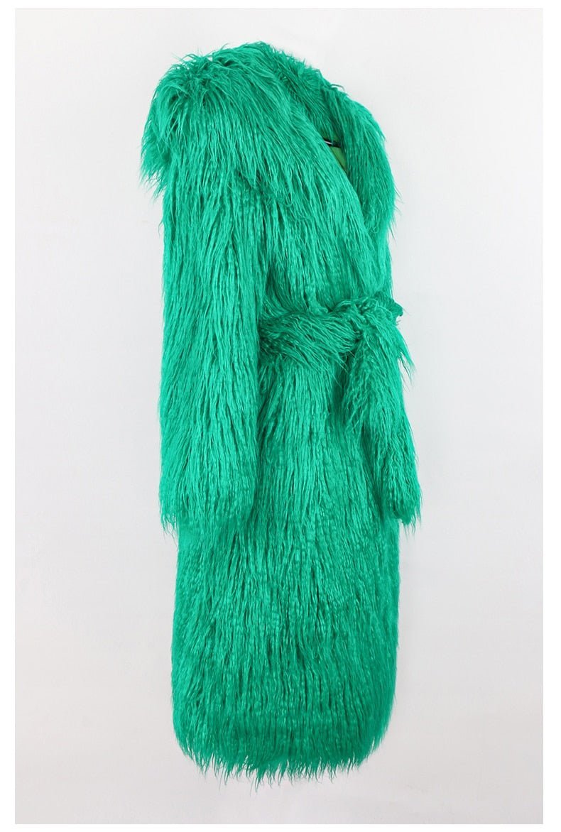 Shaggy Green Faux Fur Jacket - @urbankinksncurls - Kelly Obi New York