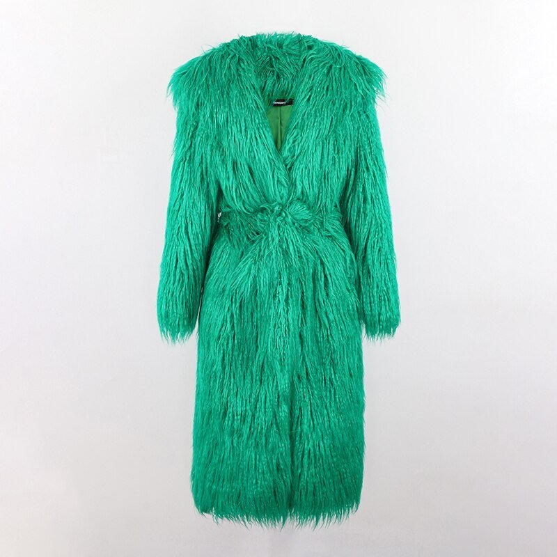 Shaggy Green Faux Fur Jacket - @urbankinksncurls - Kelly Obi New York