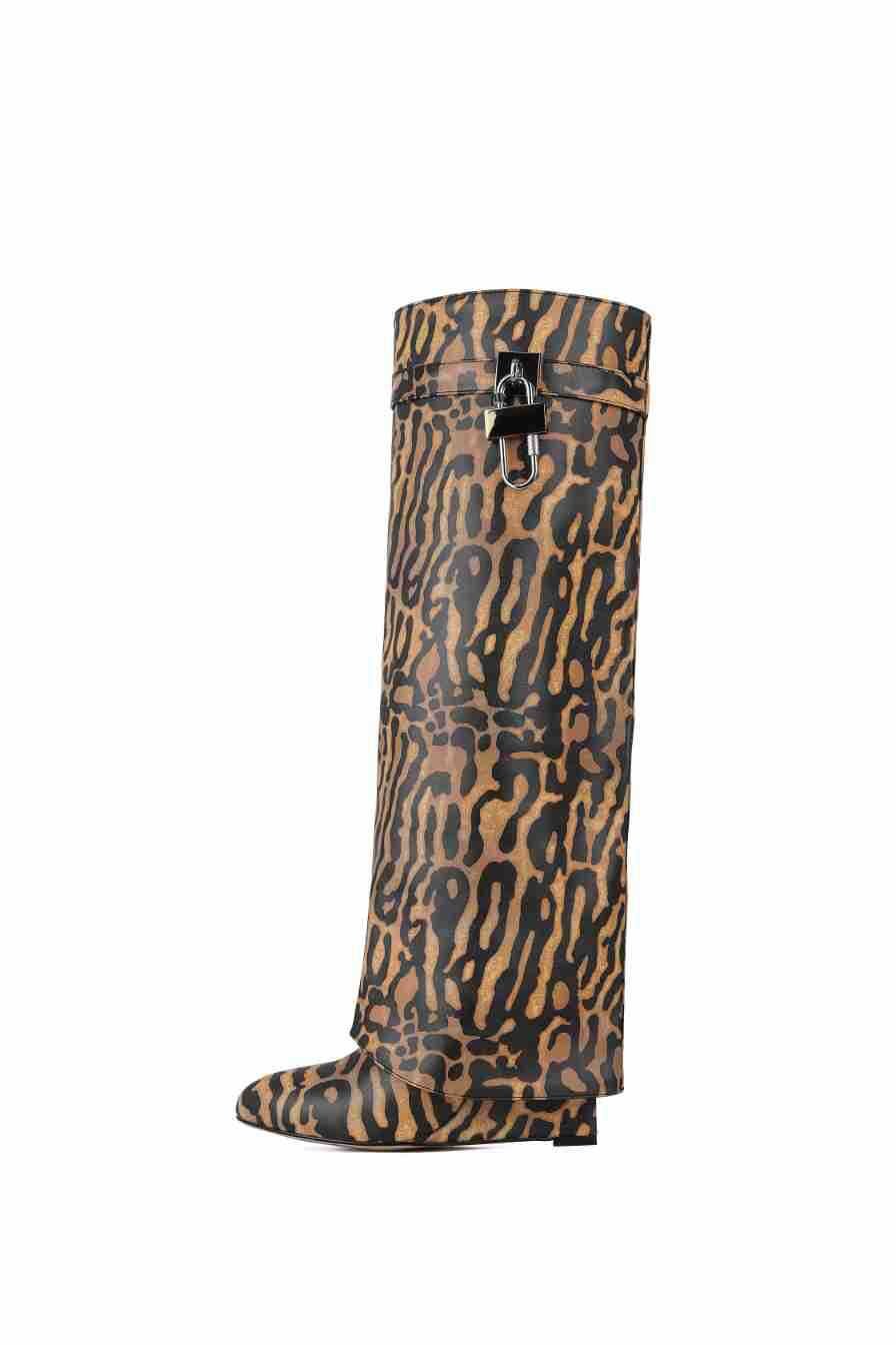 Shark Lock Knee High Boots - Kelly Obi New York