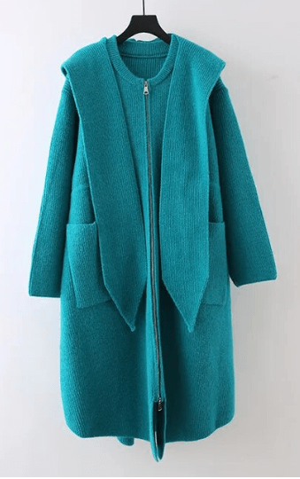 Shawl Collar Hooded Knitted Coat - Kelly Obi New York