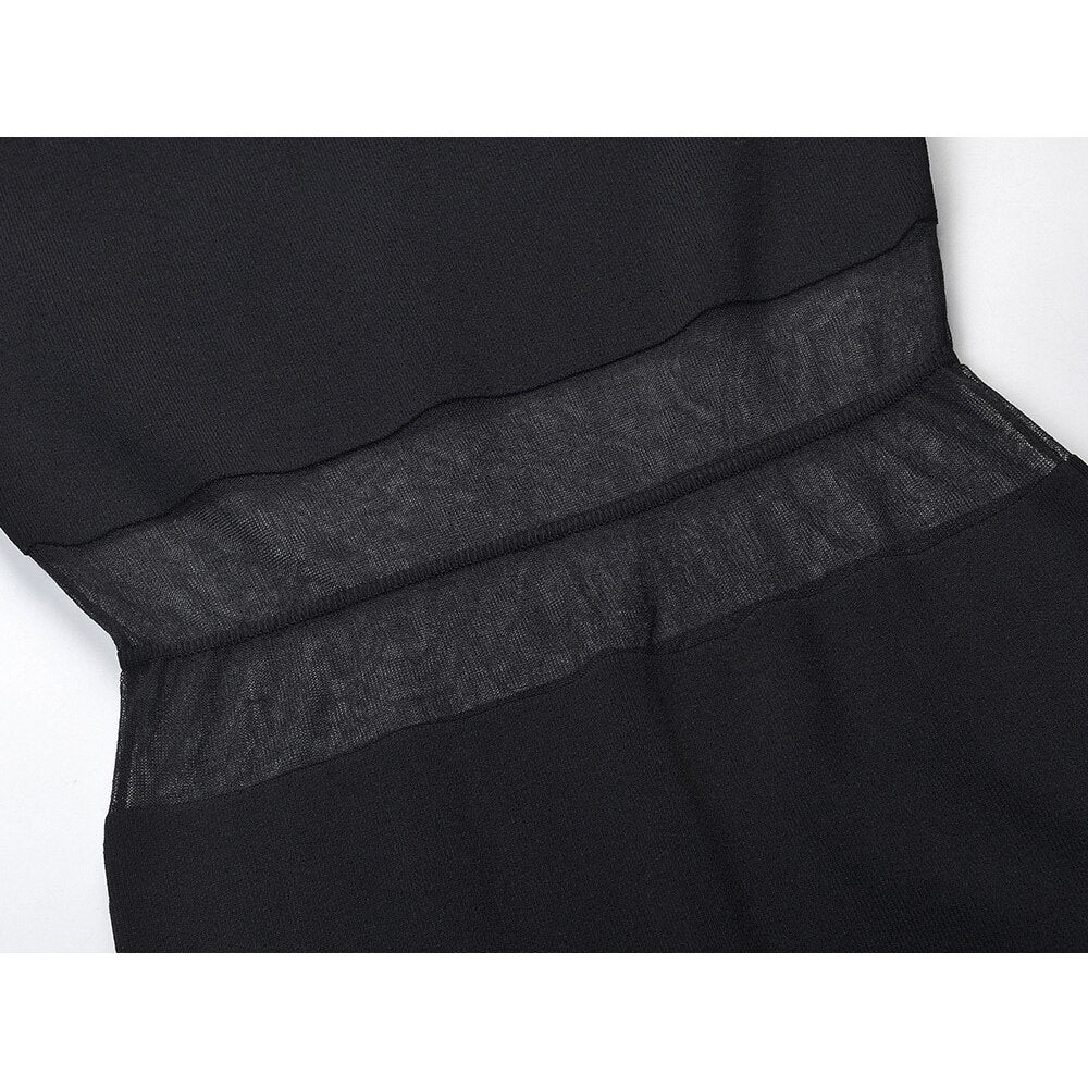 Sheer Mesh Black Bandage Dress - Kelly Obi New York