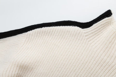 Side Striped Half Turtleneck Knit Pullover - Kelly Obi New York
