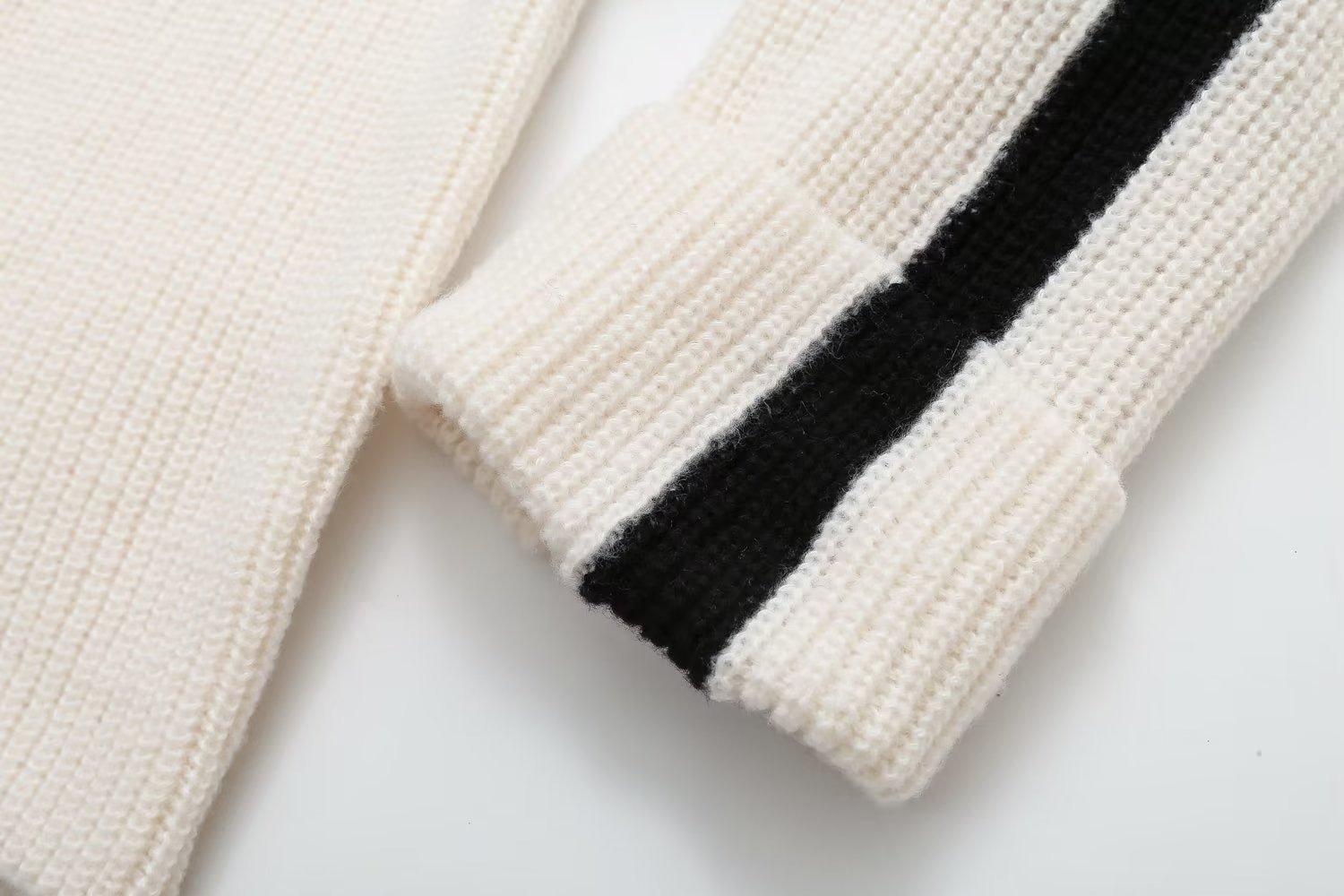 Side Striped Half Turtleneck Knit Pullover - Kelly Obi New York