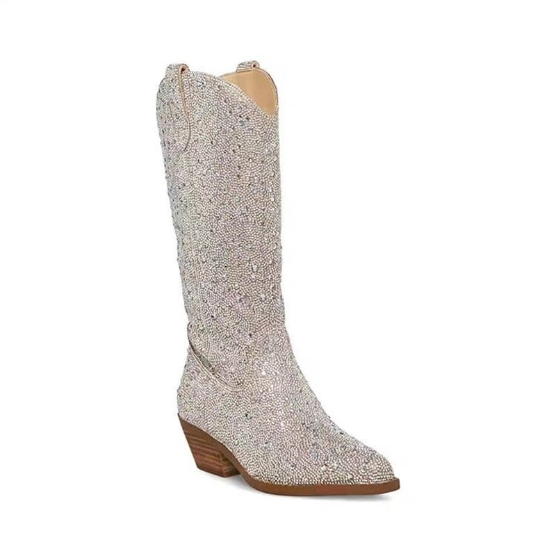 Silver Cowgirl Rhinestones Boots - Kelly Obi New York