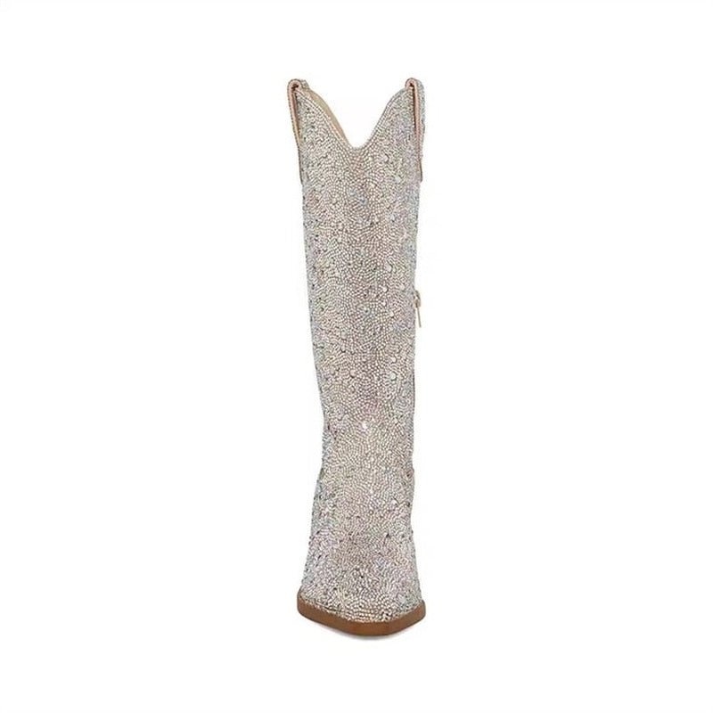 Silver Cowgirl Rhinestones Boots - Kelly Obi New York