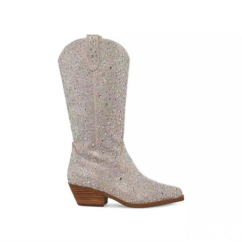 Silver Cowgirl Rhinestones Boots - Kelly Obi New York