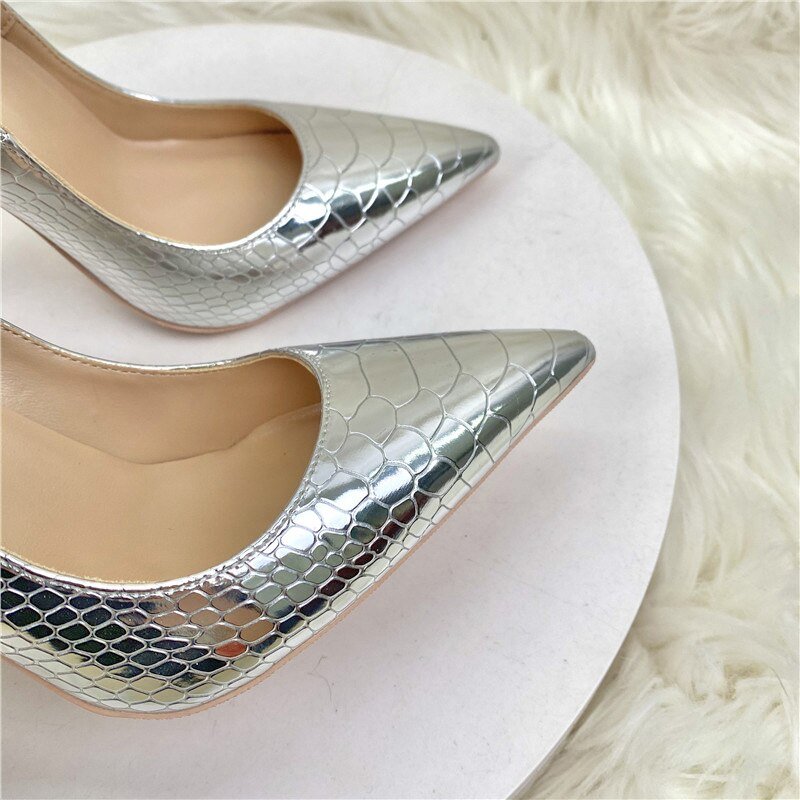 Silver Croc Pumps - Kelly Obi New York