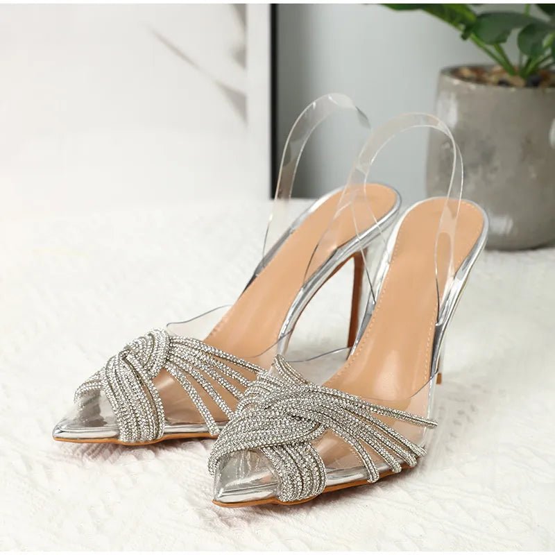 Silver Knots Transparent High-Heels Sandals - Kelly Obi New York