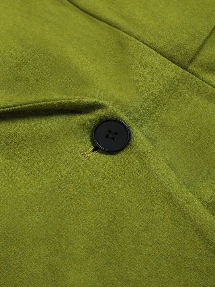 Single Button Loose Woolen Coat - Kelly Obi New York