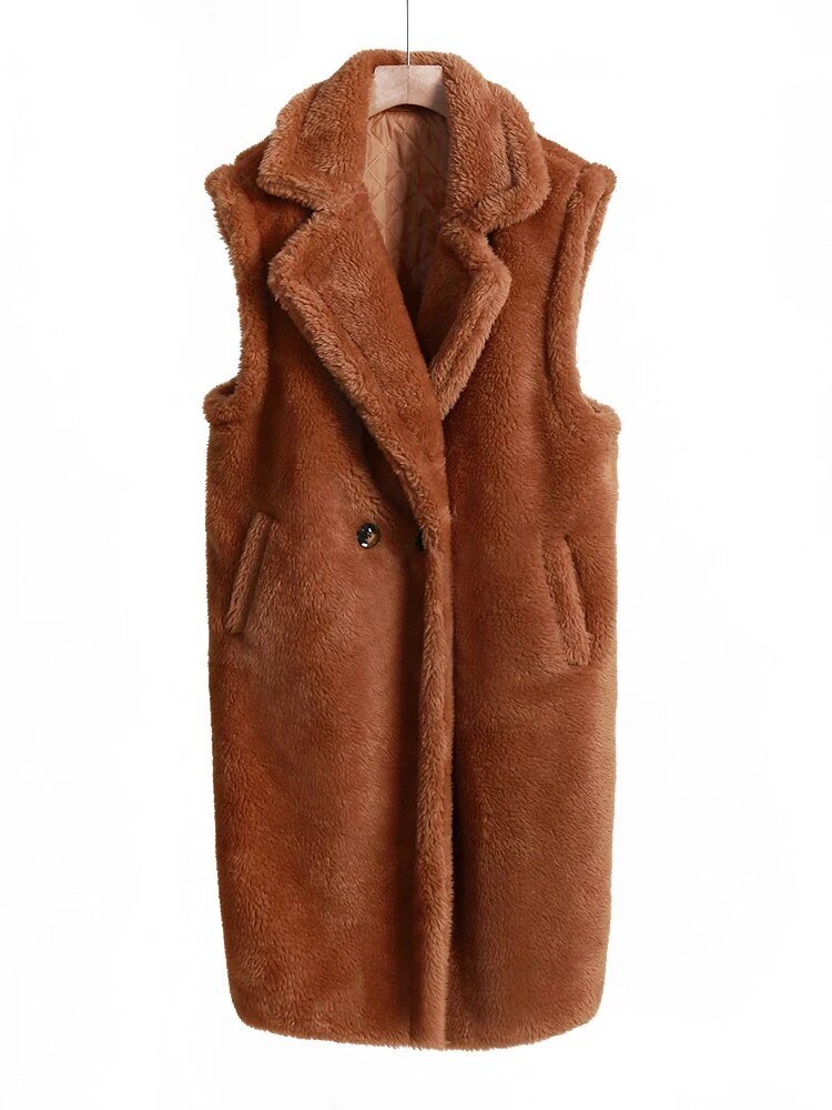 Sleeveless Welt Pocket Woolen Overwear Coat - Kelly Obi New York