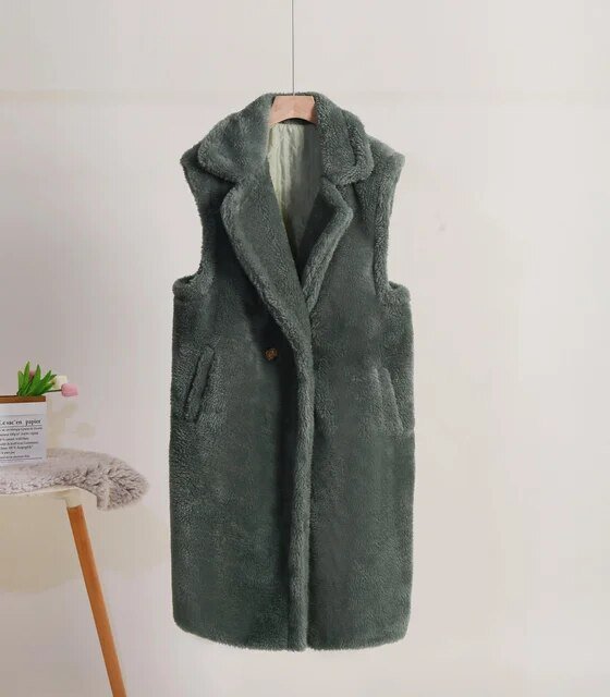 Sleeveless Welt Pocket Woolen Overwear Coat - Kelly Obi New York