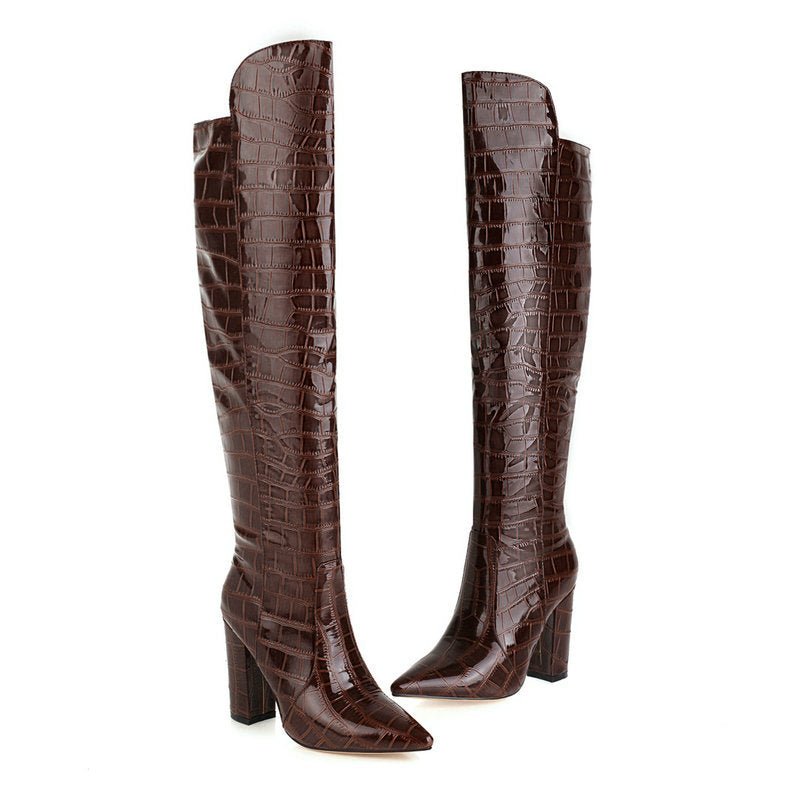 Snake Pattern Waterproof Platform Boots - Kelly Obi New York