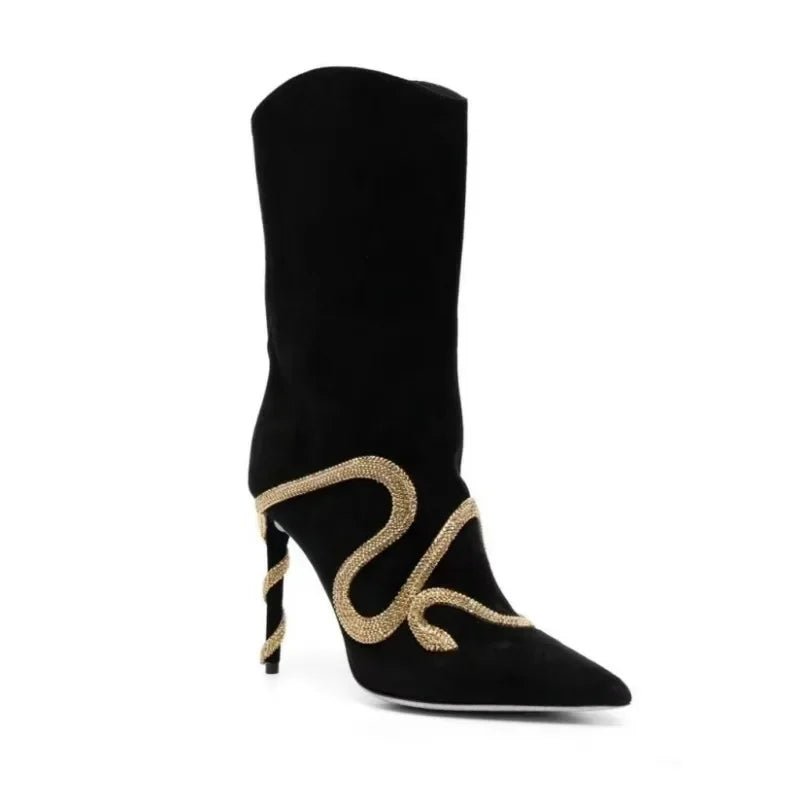 Snake Wrapped Rhinestones Sexy Boots - Kelly Obi New York