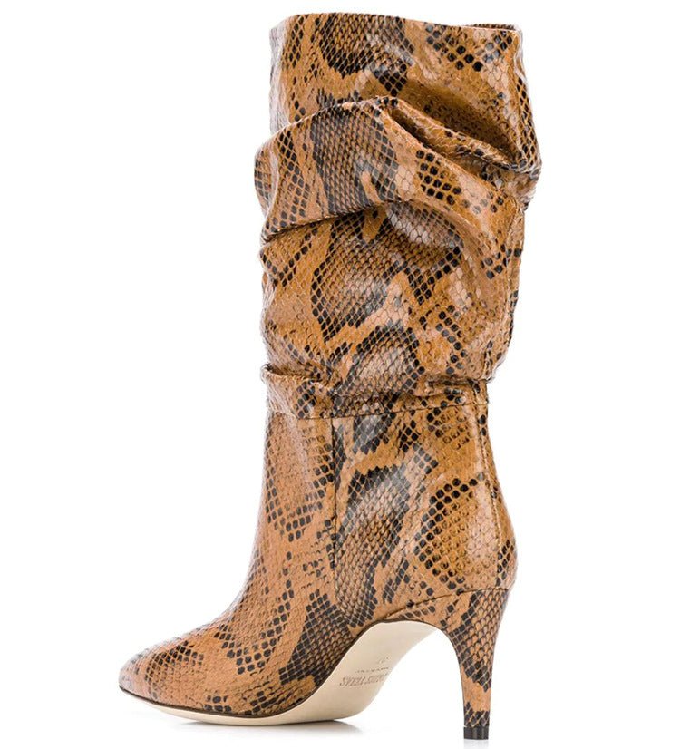 Snakeskin Mid-Calf Boots - Kelly Obi New York