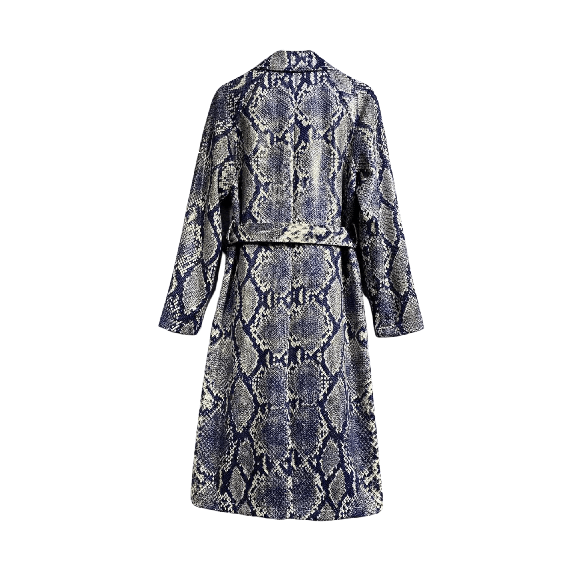 Snakeskin Pattern Vegan Leather Belted Coat - Kelly Obi New York