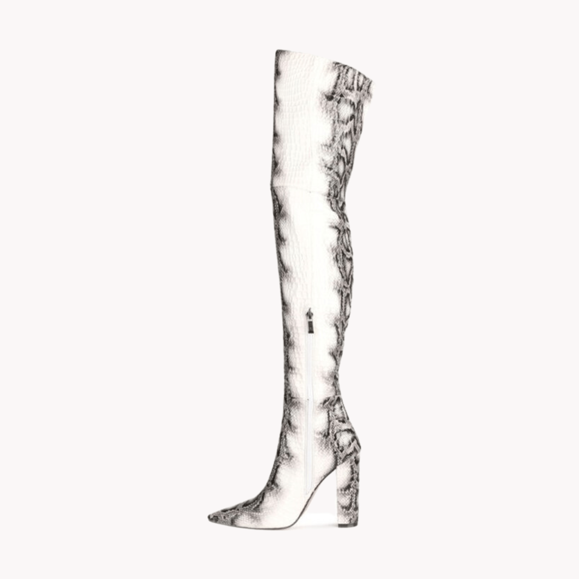 Snakeskin Print Over-The-Knee Boots - Kelly Obi New York