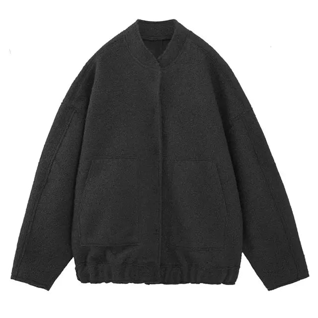 Snap Buttons Woolen Jacket - Kelly Obi New York