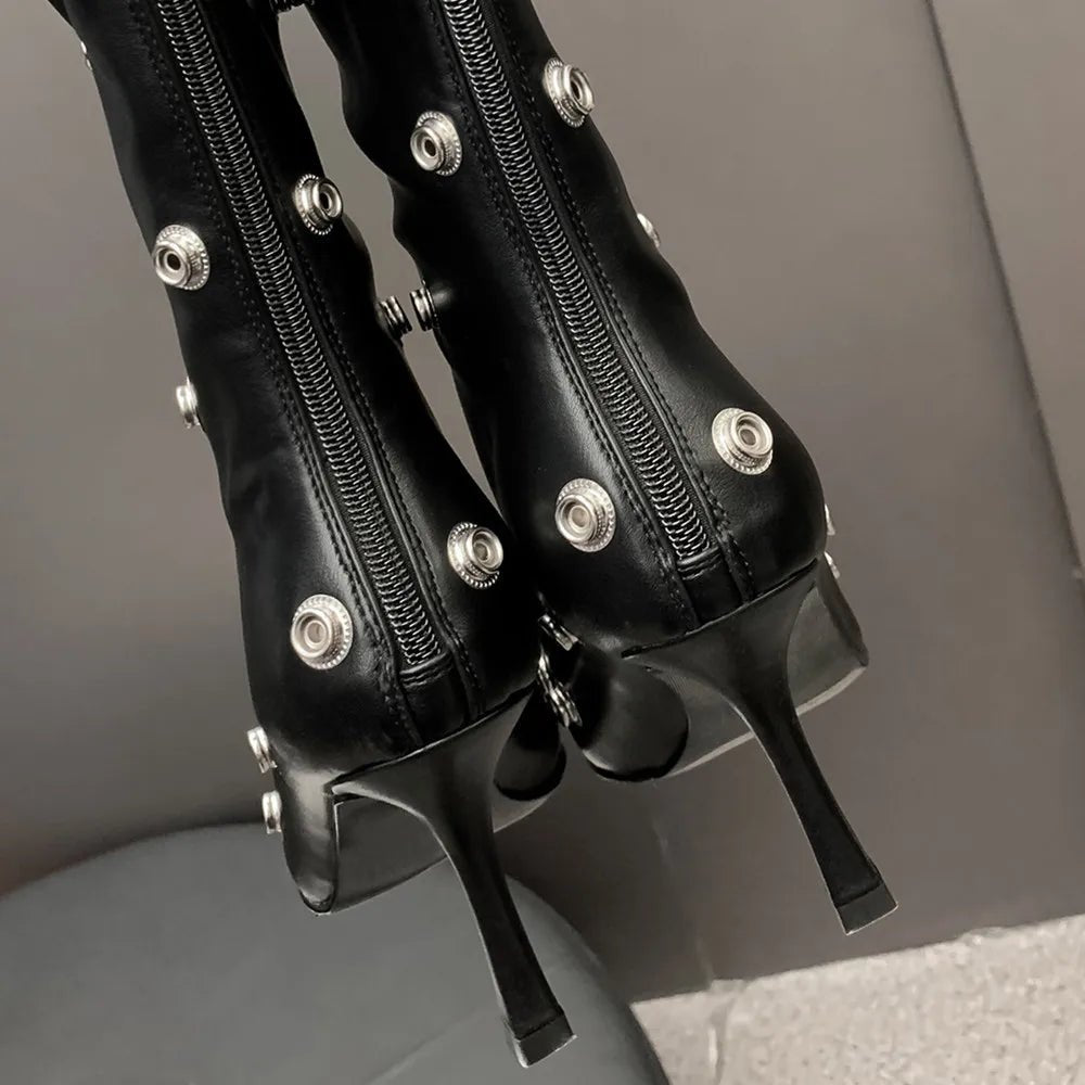 Snap Off Knee High Pleated Boots - Kelly Obi New York