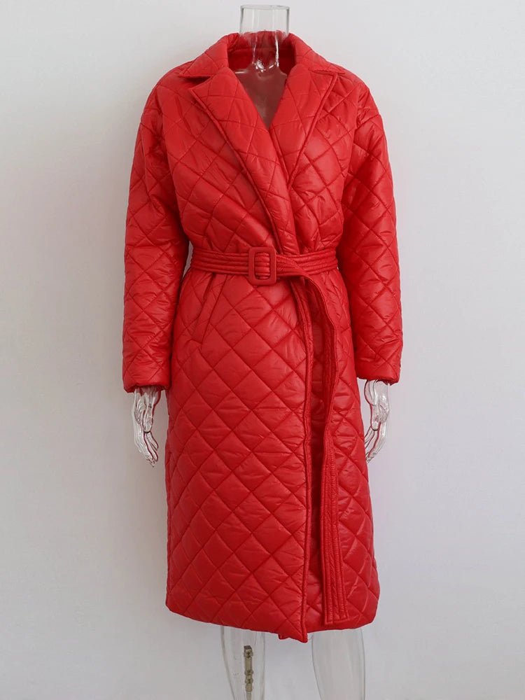 Soft Sheen Quilted Belted Coat - Kelly Obi New York