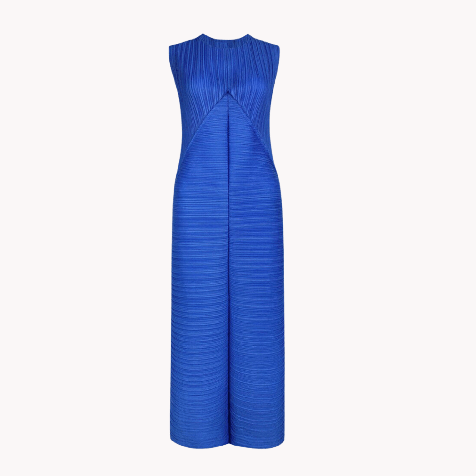 Solid Blue Pleated Dress - Kelly Obi New York
