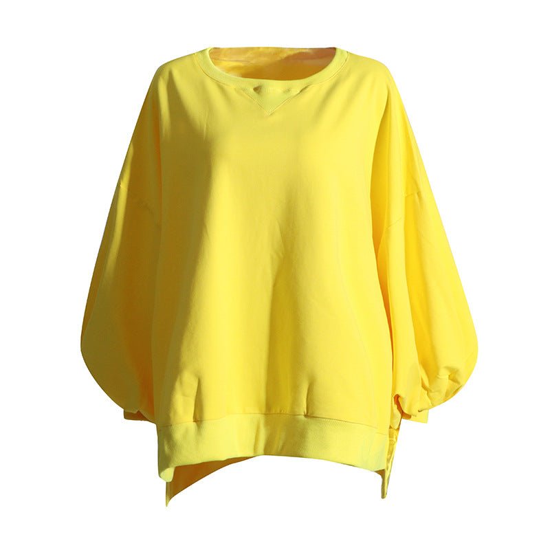 Solid Color Round Neck Sweatshirt - Kelly Obi New York