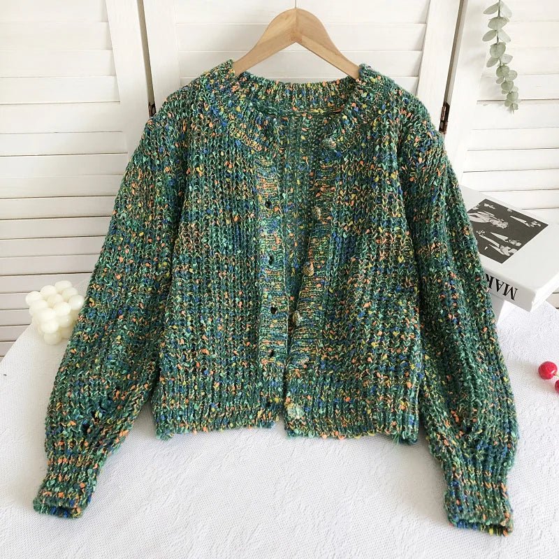 Speckled Green Knit Sweater - Kelly Obi New York