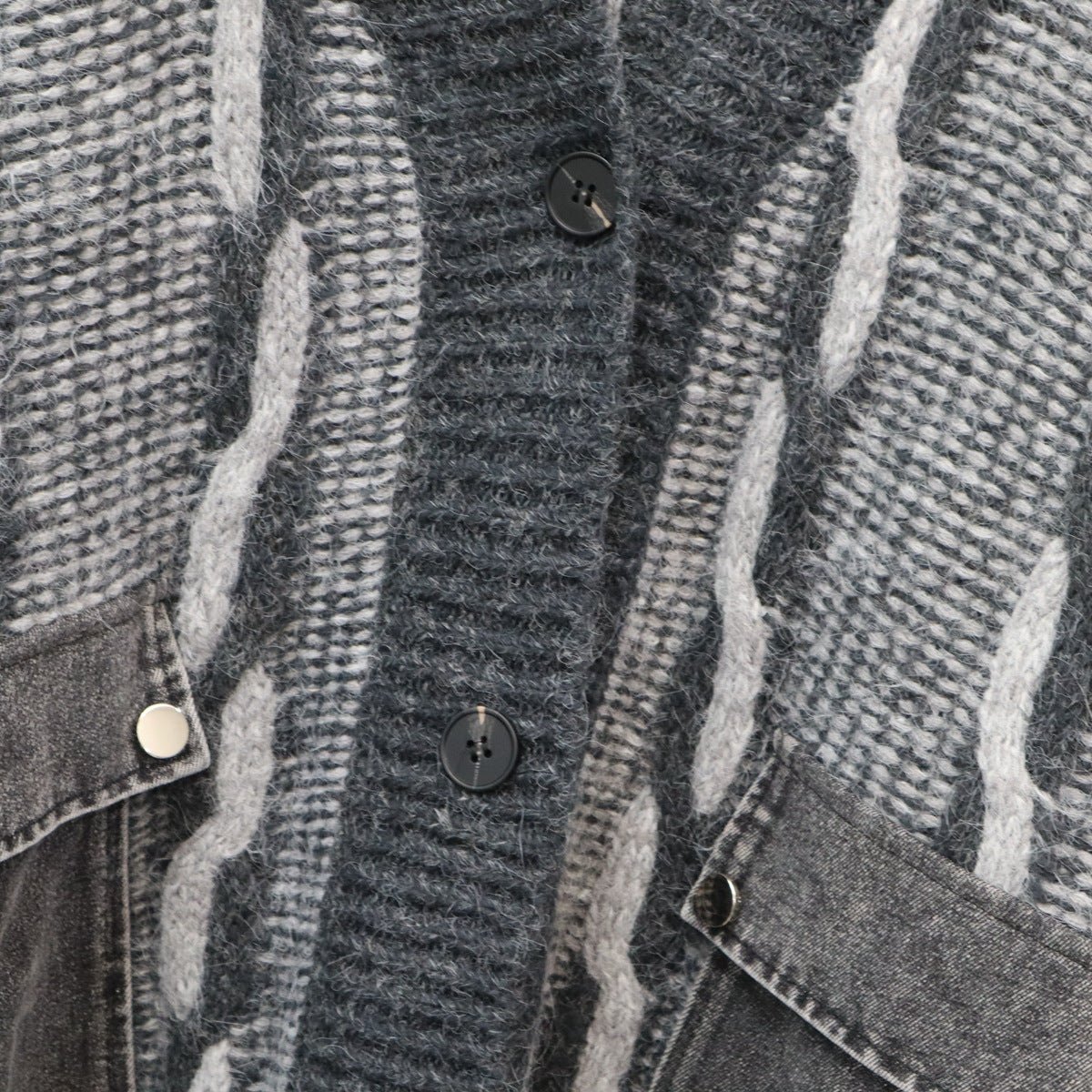 Spliced Denim Pocket Knit Cardigan - Kelly Obi New York