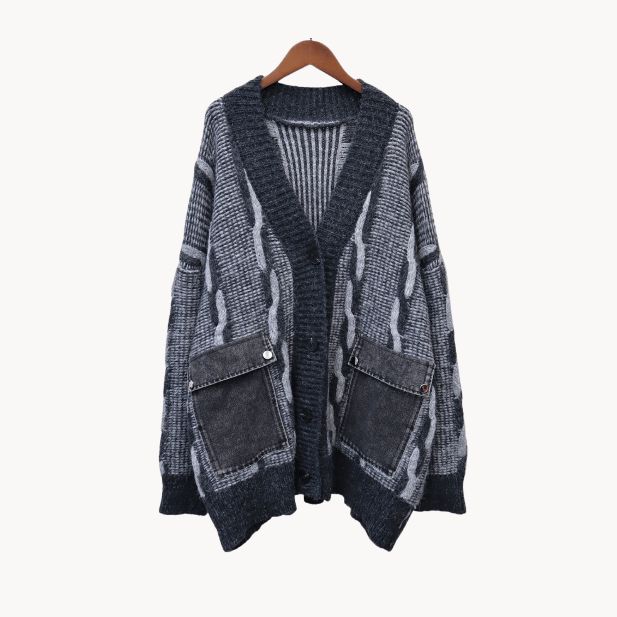 Spliced Denim Pocket Knit Cardigan - Kelly Obi New York