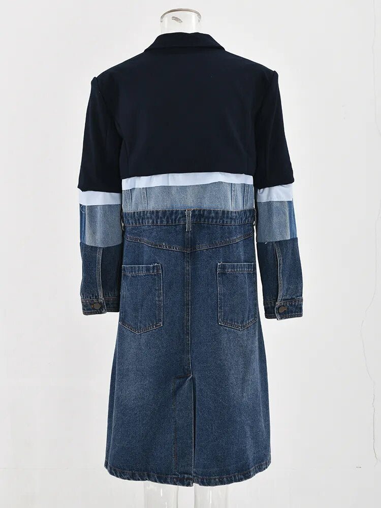Spliced Denim Skirt Trench Coat - Kelly Obi New York