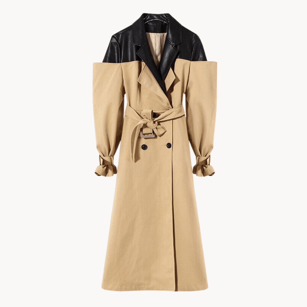 Spliced Lace Up Double-Breasted Coat - Kelly Obi New York