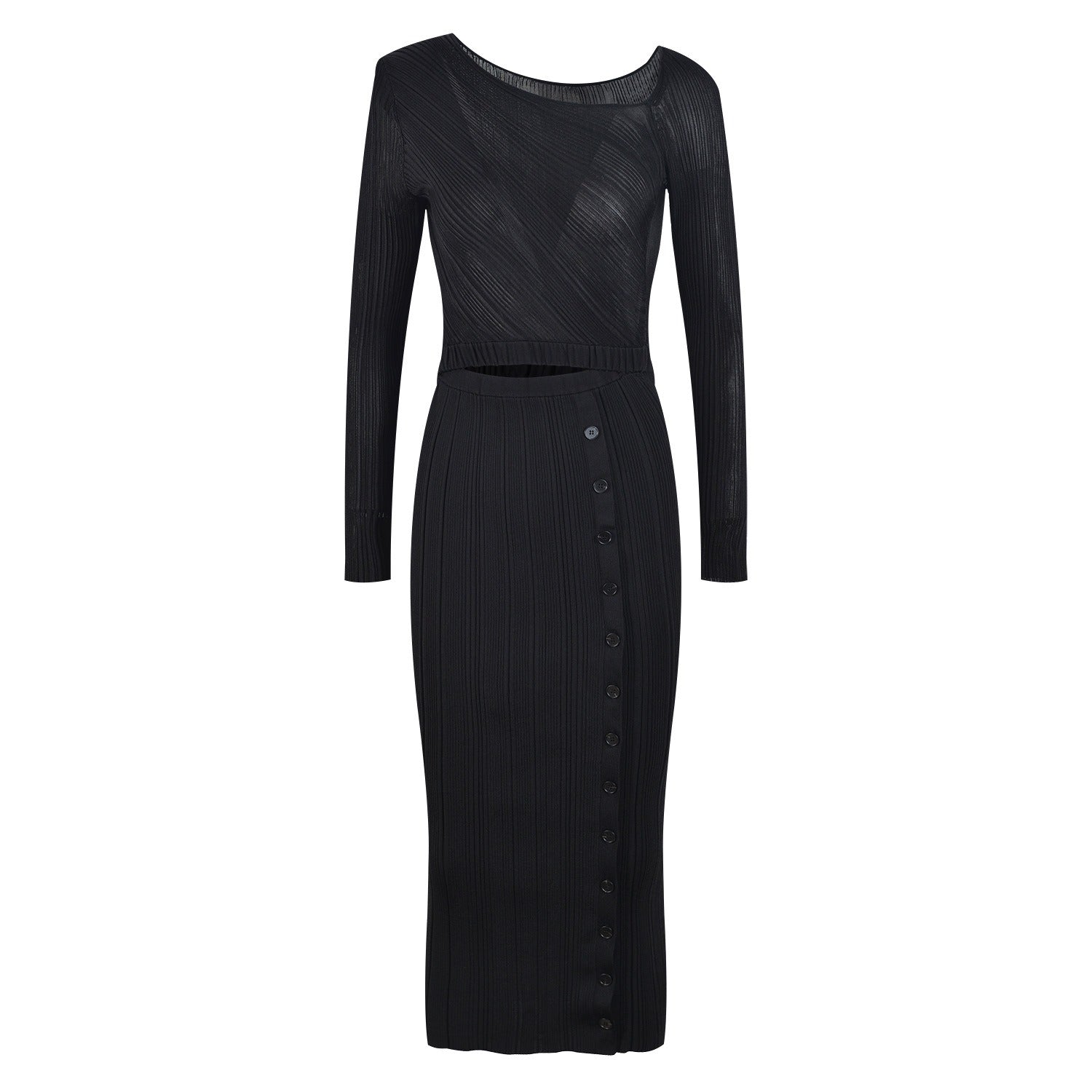 Spliced Ribbed Knit Midi Dress - Kelly Obi New York