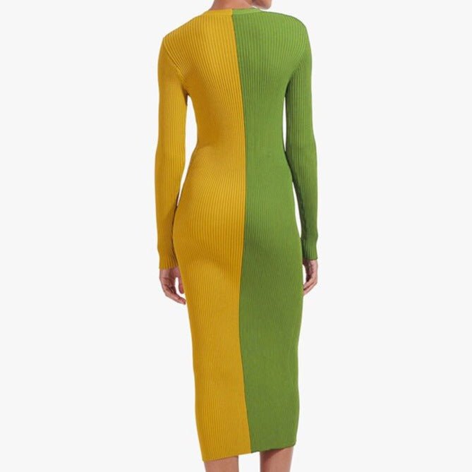 Split Contrast Bodycon Dress - Kelly Obi New York