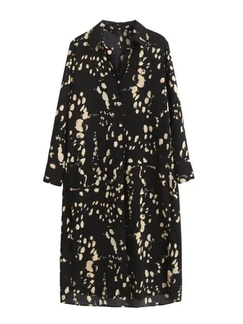 Spots Print Loose Midi Dress - Kelly Obi New York