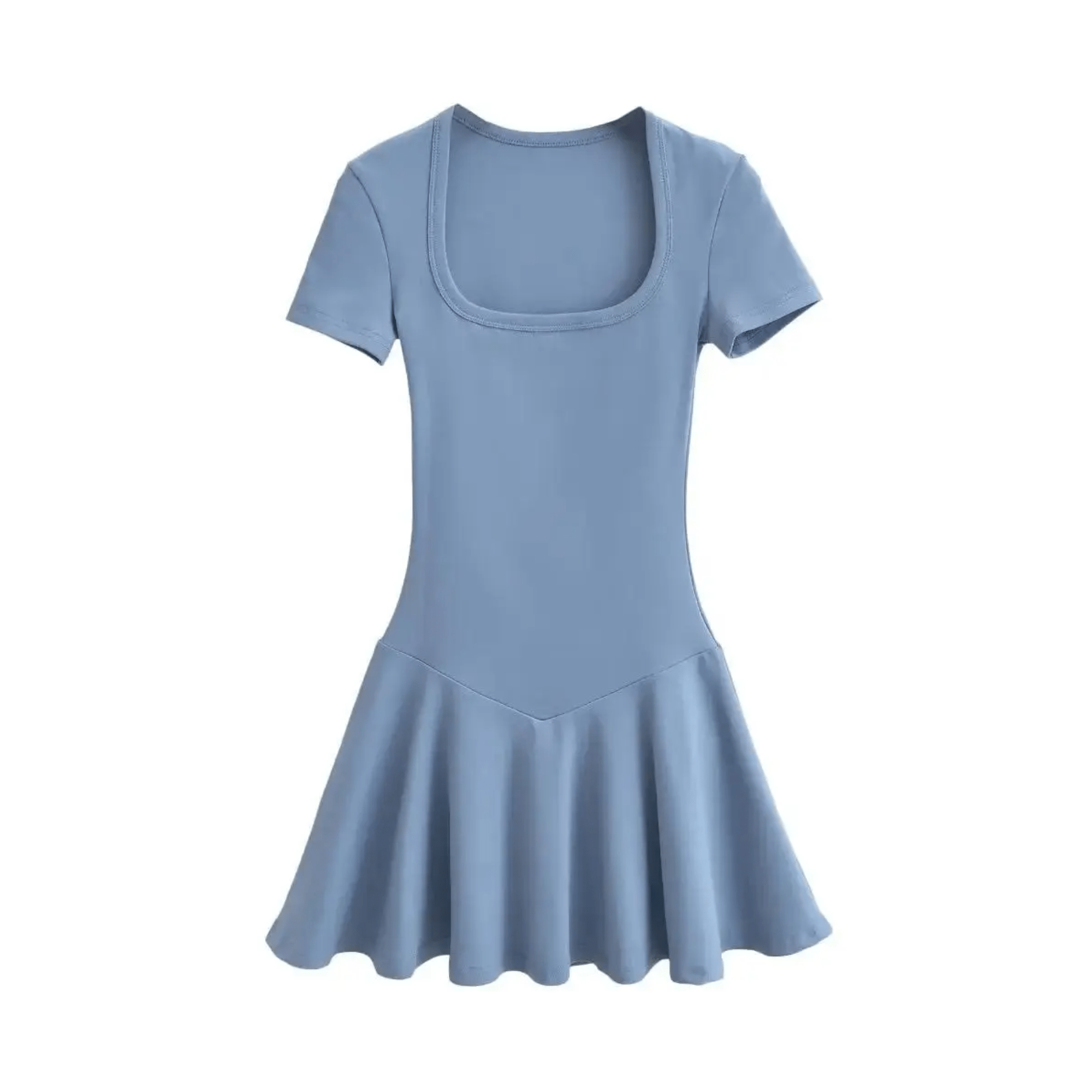 Square Collar Pleated Mini Dress - Kelly Obi New York