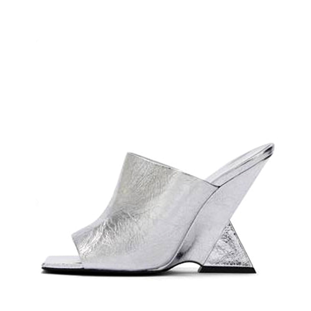 Square Head Angled Wedge Sandals - Kelly Obi New York