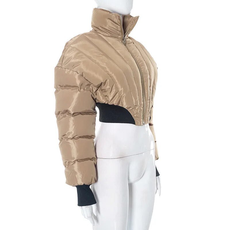 Stand Collar Cropped Padded Jacket - Kelly Obi New York