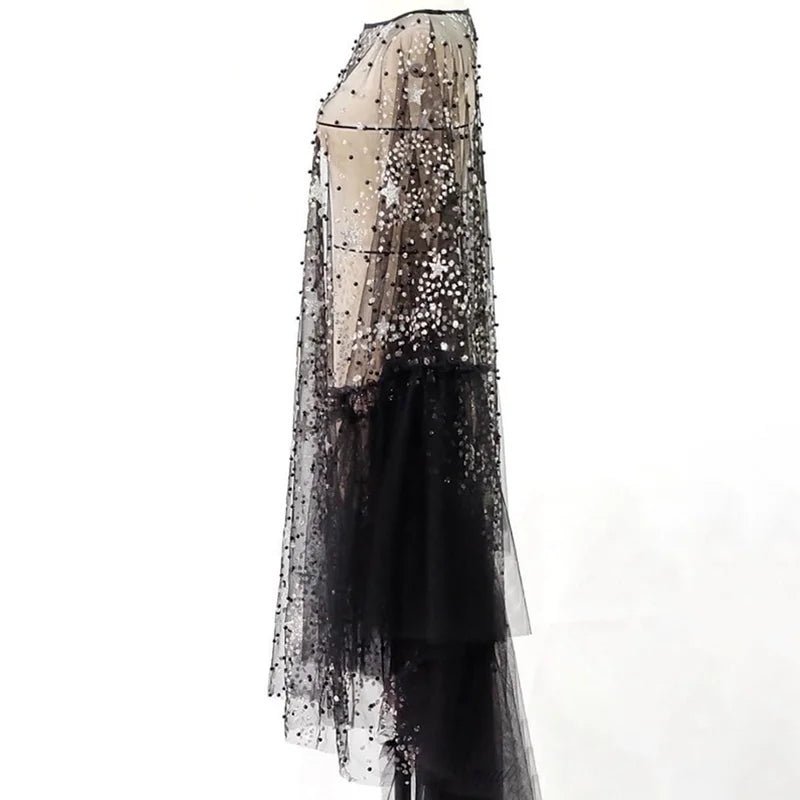 Star Shower Ruffle Sheer Dress - Kelly Obi New York