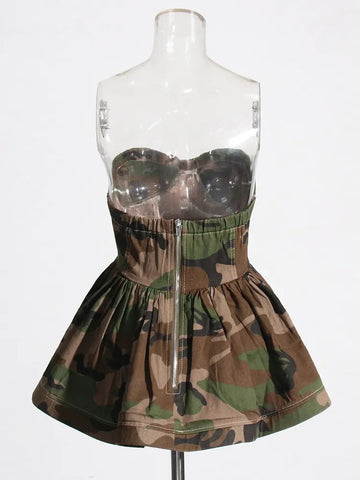 Strapless Patchwork Camouflage Vest - Kelly Obi New York