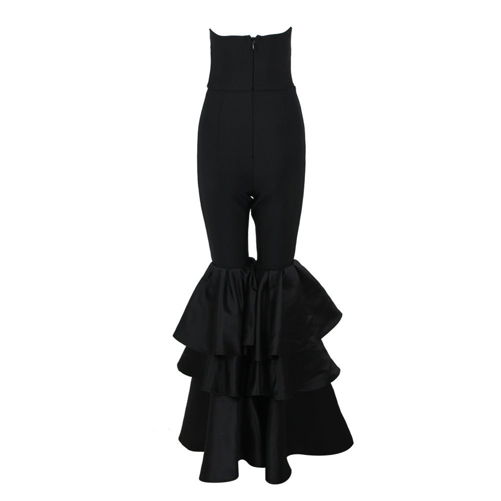 Strapless Spandex Ruffle Jumpsuit - Kelly Obi New York