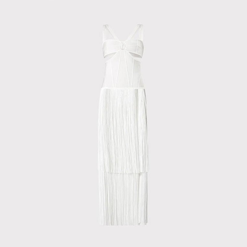 Strappy Cutout Fringed Dress - Kelly Obi New York