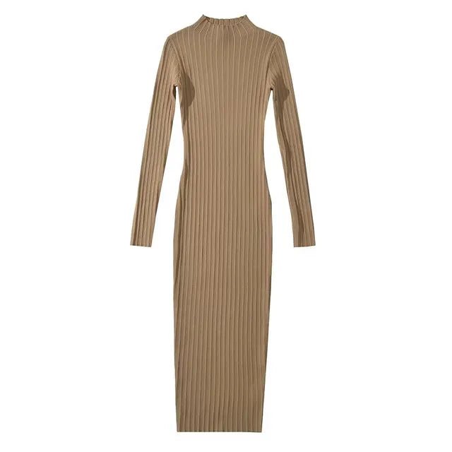 Stretchable Slim Midi Knit Dress - Kelly Obi New York