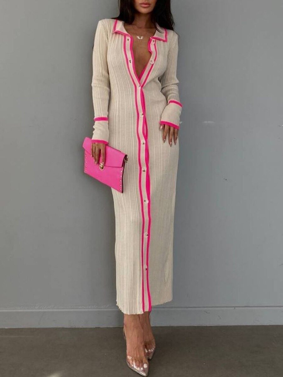 Stripe Lapel Dress - Kelly Obi New York