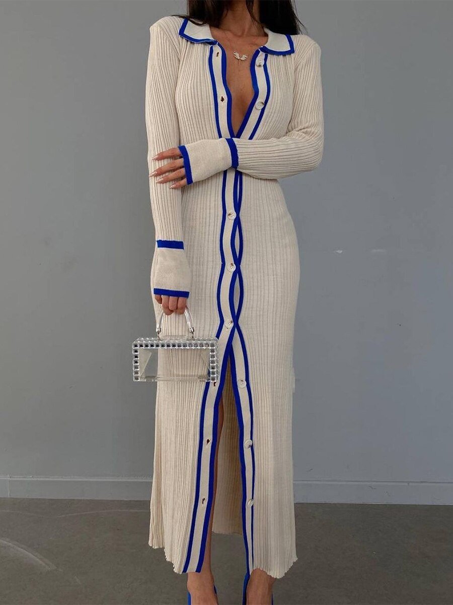 Stripe Lapel Dress - Kelly Obi New York